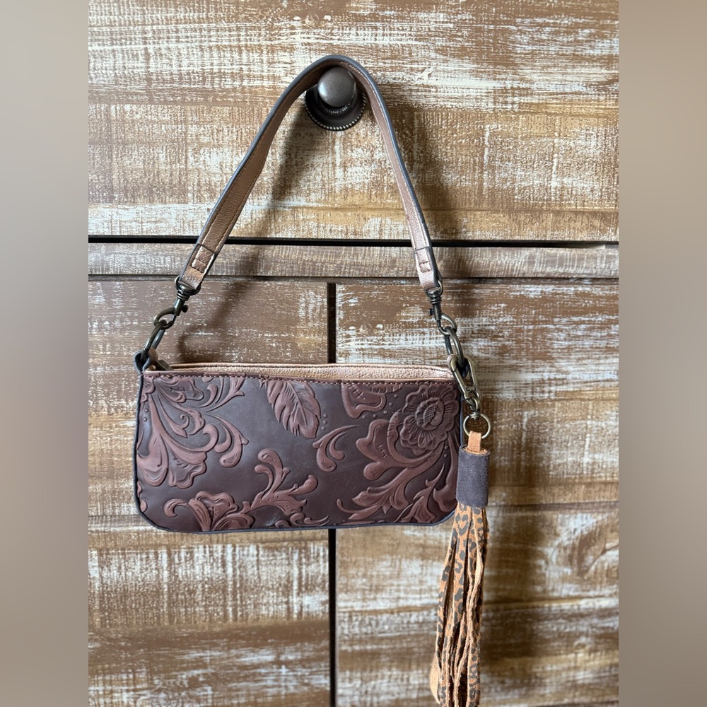 Elegant Brown Embossed Leather Bag